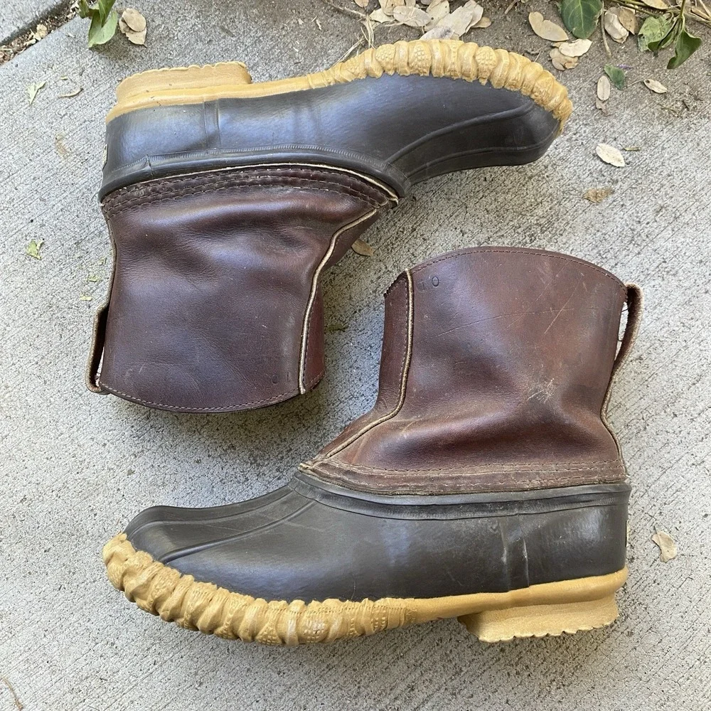 Vintage Schnee's Boots Bozeman Montana Rain Outdoors Pull On Duck Size 10 USA